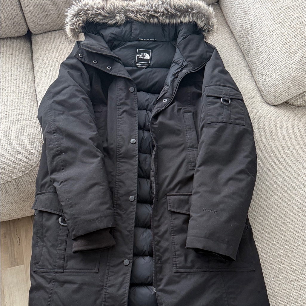 The North Face Black Winter Coat With Fur Trim